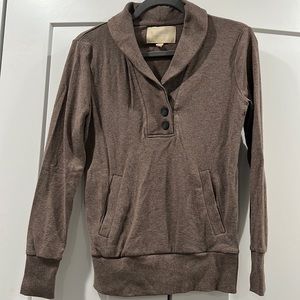 Banana Republic XS Shawl Collar Heathered Taupe Sweatshirt Sweater